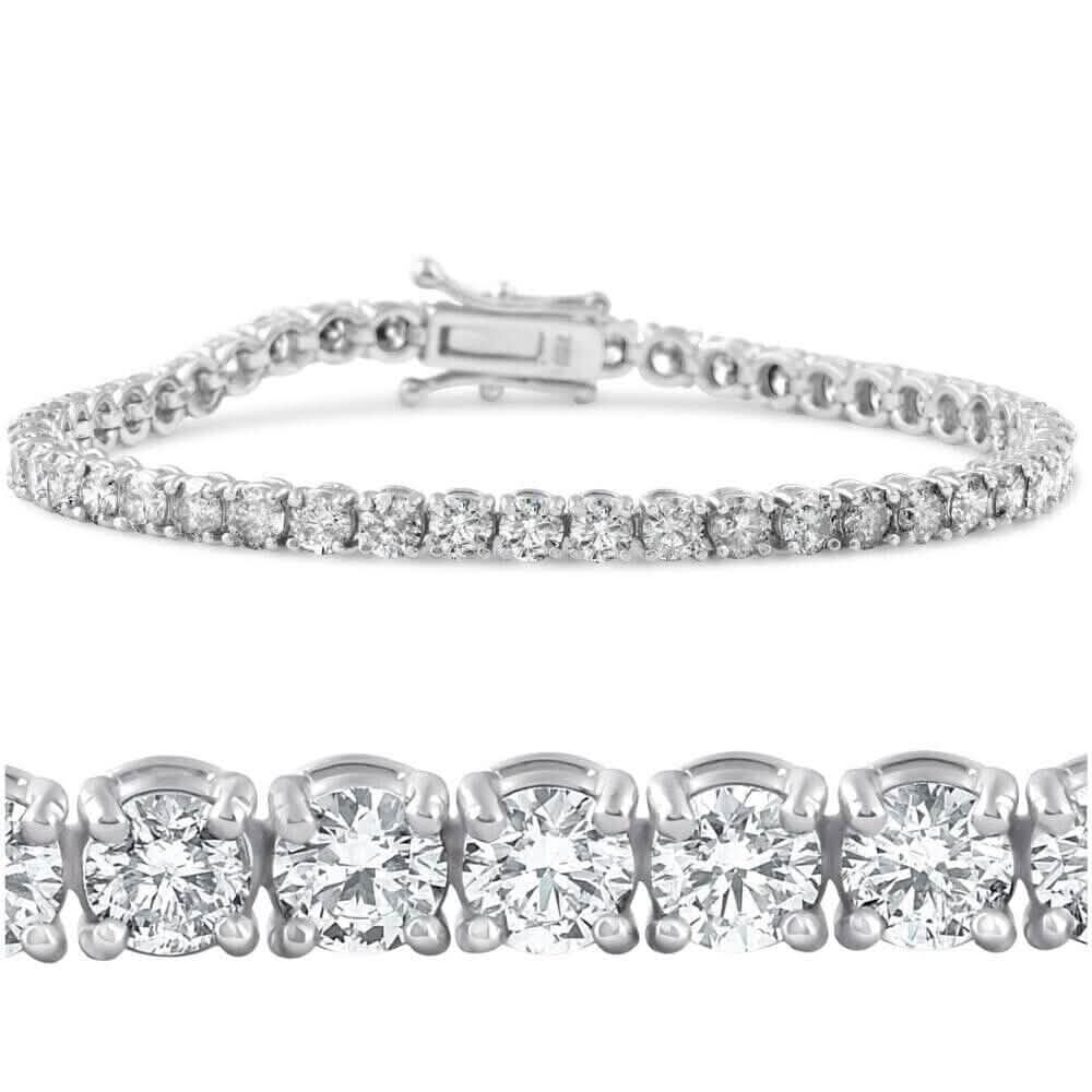 7.10 Ct Round HUGE Natural Diamond Tennis Bracelet 14K White Gold - A-1 Thread Vault