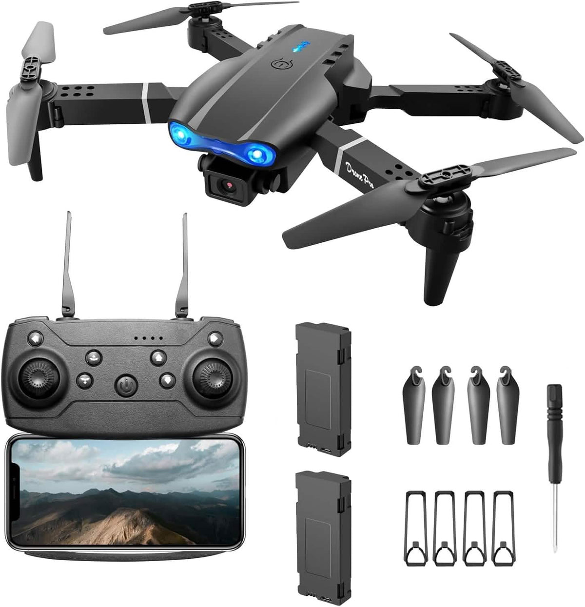 Drone HD Dual Camera, WiFi FPV Foldable RC Quadcopter - A-1 Thread Vault