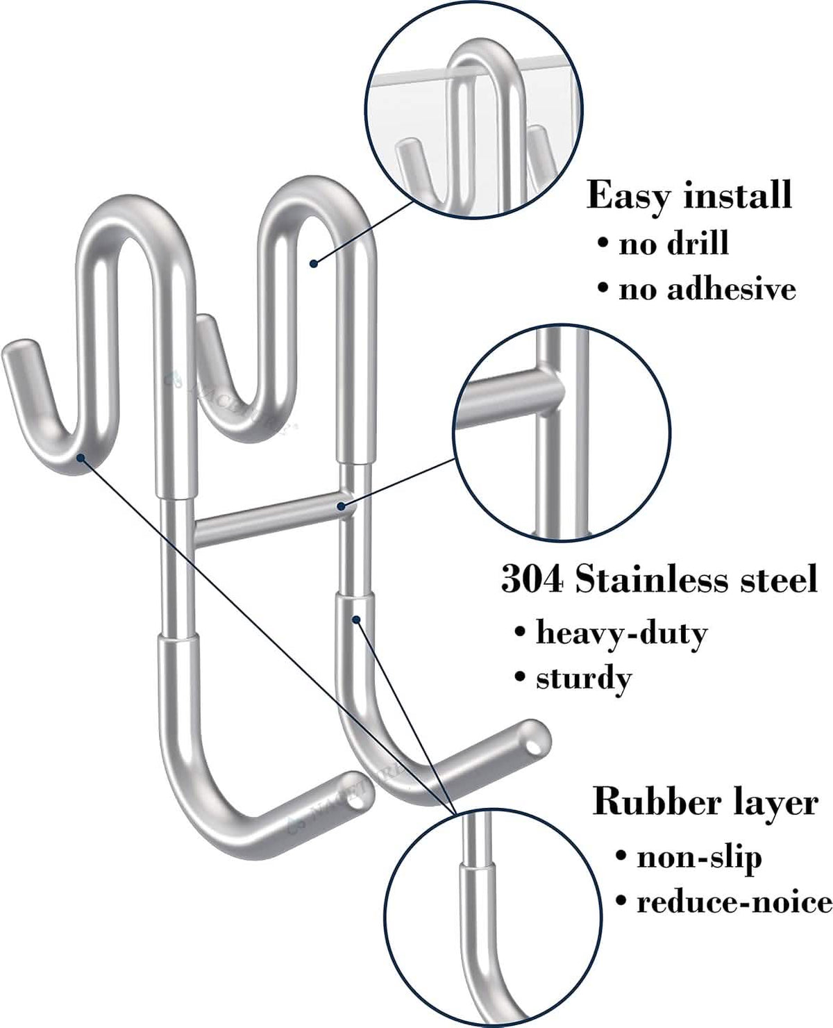 Rust-Resistant Door Mount Shower Hook – Strong Multifunctional Hanging Hook - A-1 Thread Vault