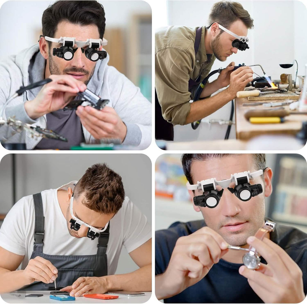 2-LED Head-Mounted Magnifier Glasses – 8x/15x/23x with Repair Light - A-1 Thread Vault