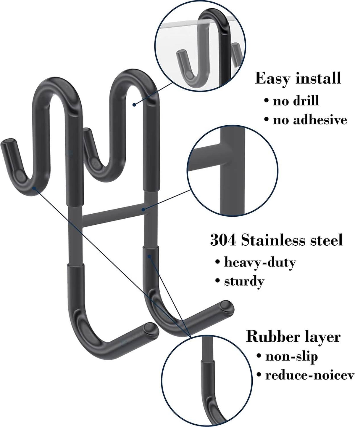 Rust-Resistant Door Mount Shower Hook – Strong Multifunctional Hanging Hook - A-1 Thread Vault