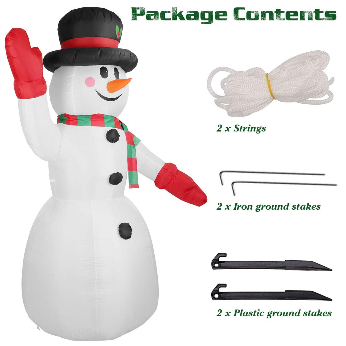 7.9ft Christmas Inflatable Giant Snowman Blow Up with LED Lights Hat Scarf - A-1 Thread Vault