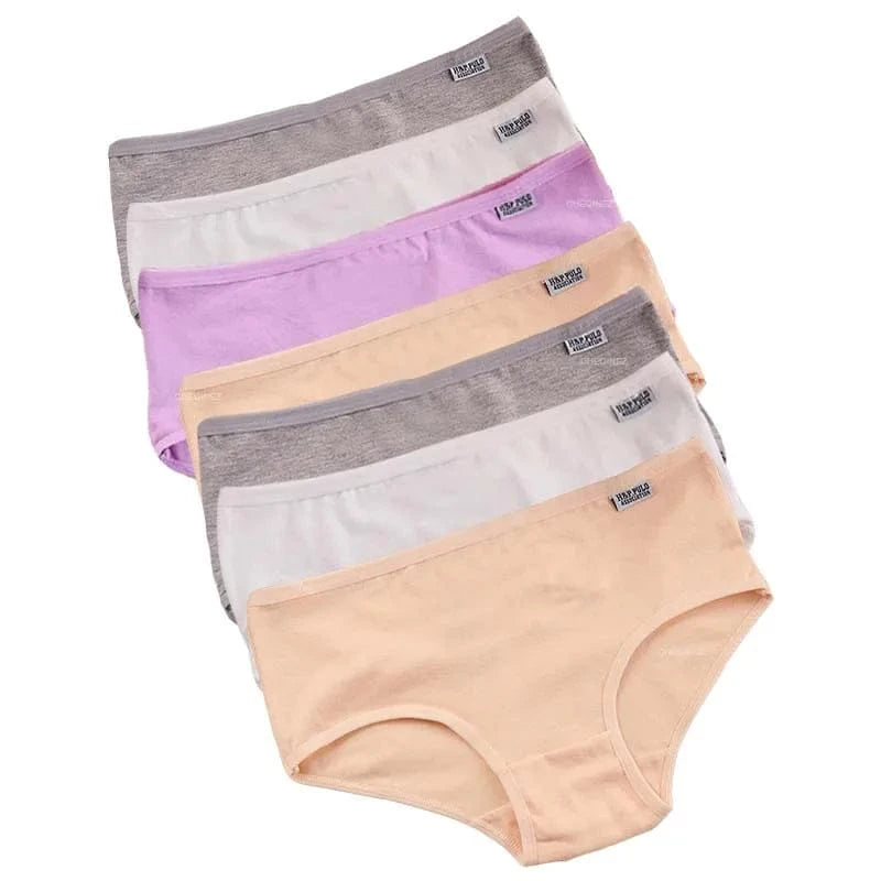 7Pcs/Lot Plus Size Underwear Women's Panties Cotton Girl Brief Sexy Lingeries Shorts Underpant Solid Panty Female Intimate M-4XL - A-1 Thread Vault