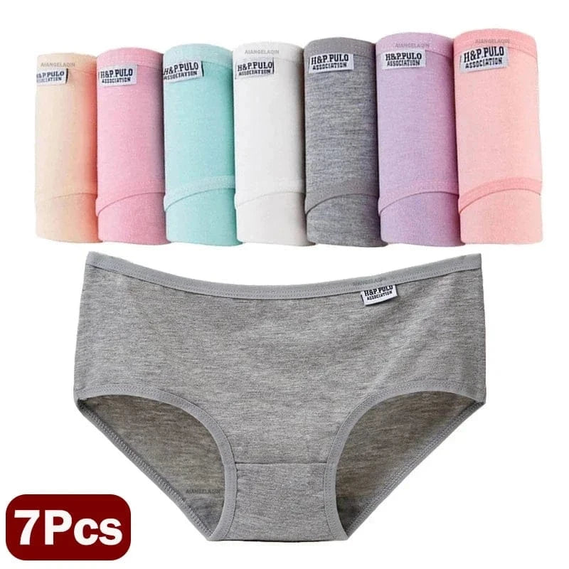 7Pcs/Lot Plus Size Underwear Women's Panties Cotton Girl Brief Sexy Lingeries Shorts Underpant Solid Panty Female Intimate M-4XL - A-1 Thread Vault