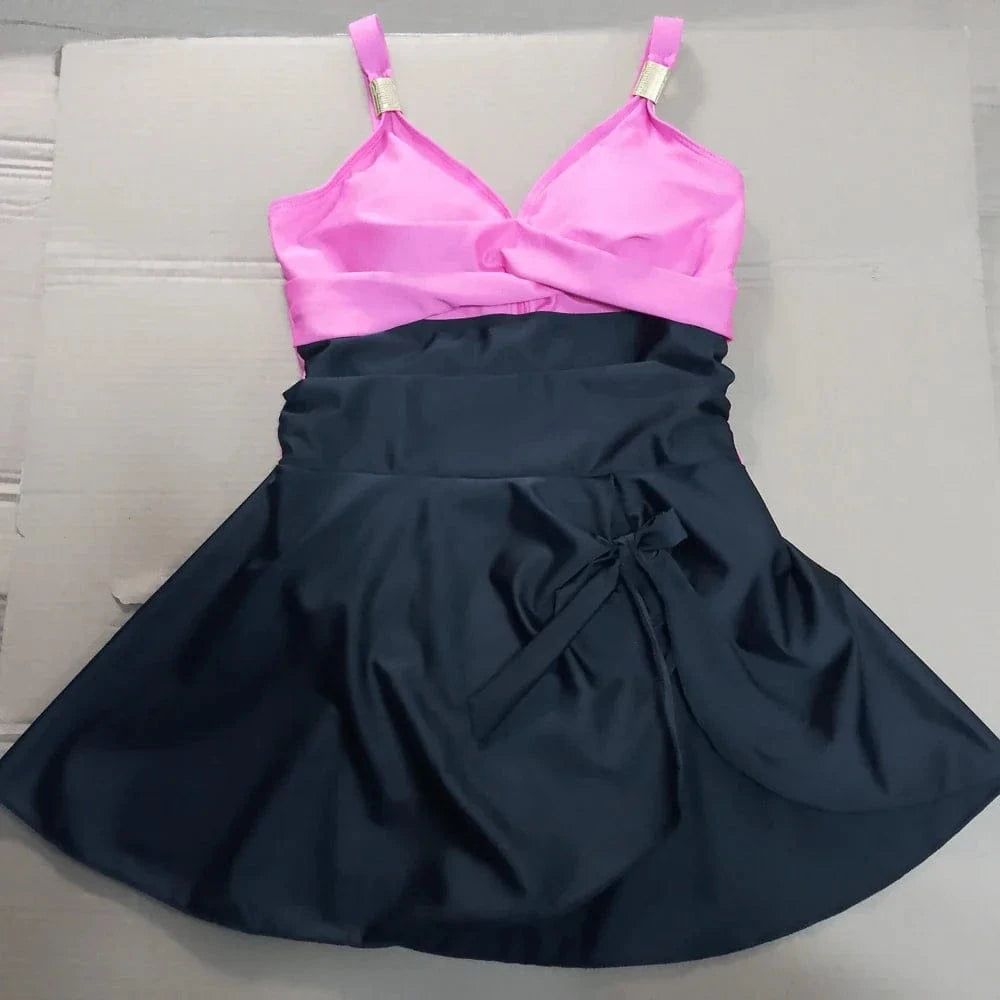 8 Colors Cute Women Swimdress Tummy Control Sexy One Piece Slim & Comfortable Ruched & Cross Swimwear Elastic Beachwear 2025 New - A-1 Thread Vault