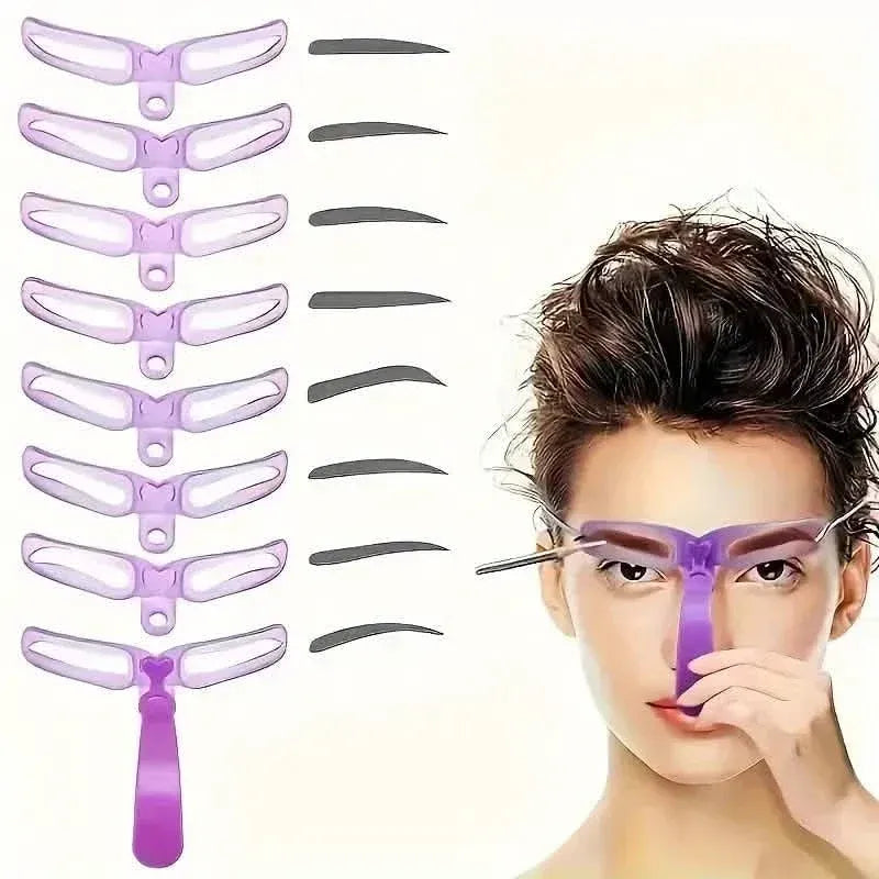 8-Piece: Eyebrow Shaping Stencils Kit - Makeup Tool for Perfect Brows - A-1 Thread Vault