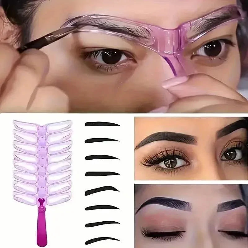 8-Piece: Eyebrow Shaping Stencils Kit - Makeup Tool for Perfect Brows - A-1 Thread Vault