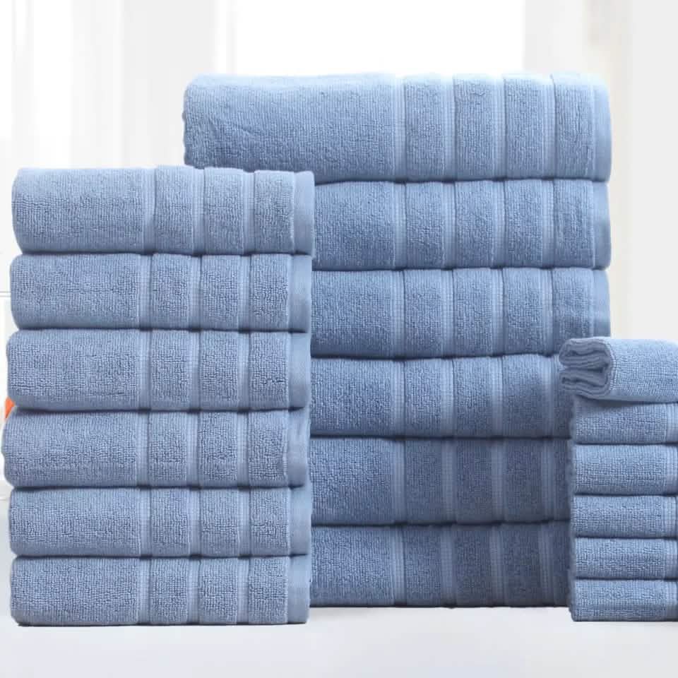 18-Piece: Bibb Home Zero Twist Egyptian Cotton Towel Set - A-1 Thread Vault