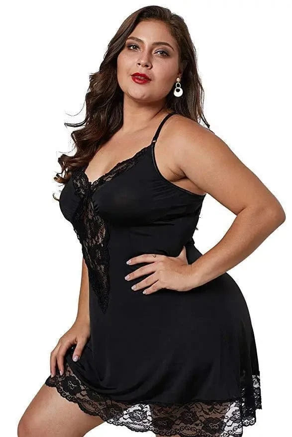 8XL Large Size Spaghetti Straps Nightgown Women Summer Lace Satin Sleepwear Plus Size Nightdress Ladies Pajamas Home Clothes - A-1 Thread Vault