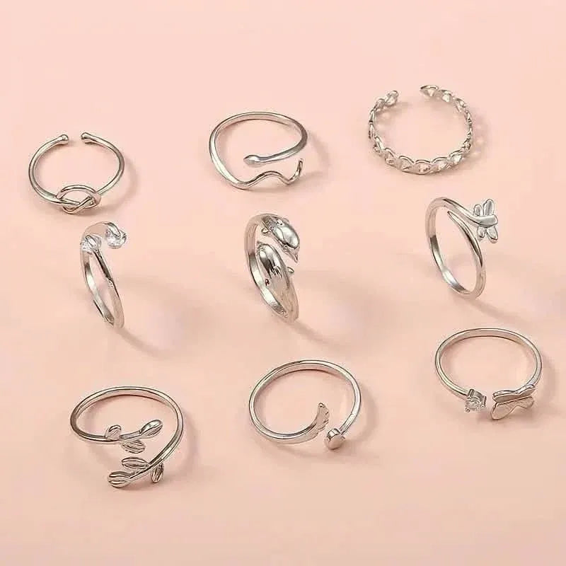 9-Pieces: Adjustable Foot Ring Set - A-1 Thread Vault