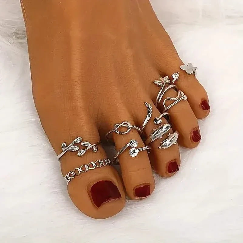 9-Pieces: Adjustable Foot Ring Set - A-1 Thread Vault