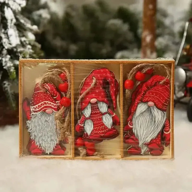 9-Pieces: Festive Christmas Wooden Hanging Box - A-1 Thread Vault