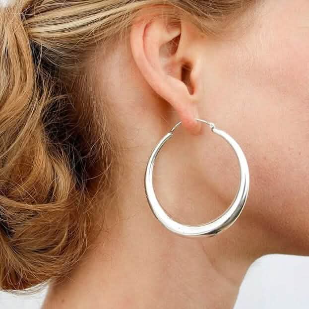 925 Sterling Silver Round Hoop Earrings – 40mm, 50mm or 60mm - A-1 Thread Vault