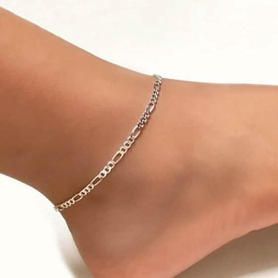 925 Sterling Silver Figaro Anklet - A-1 Thread Vault