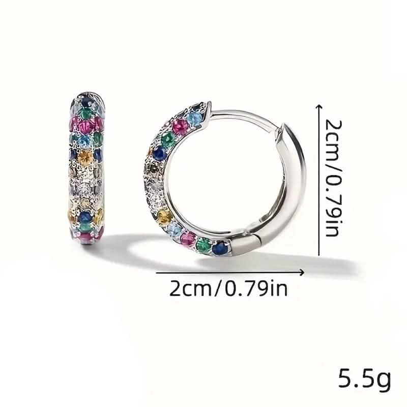 925 Sterling Silver Round Colorful Synthetic Zirconia Earrings - A-1 Thread Vault
