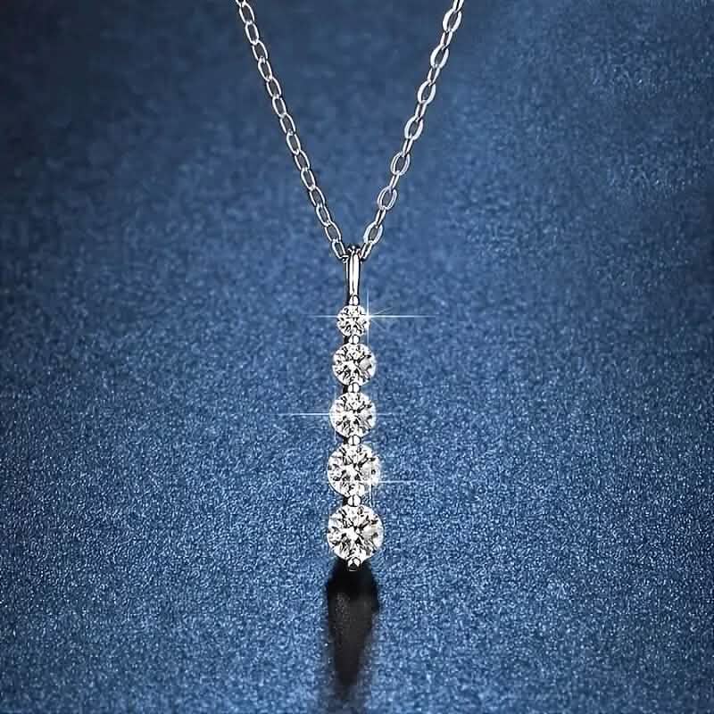 925 Sterling Silver Synthetic Cubic Zirconia Droplet Pendant Necklace - A-1 Thread Vault