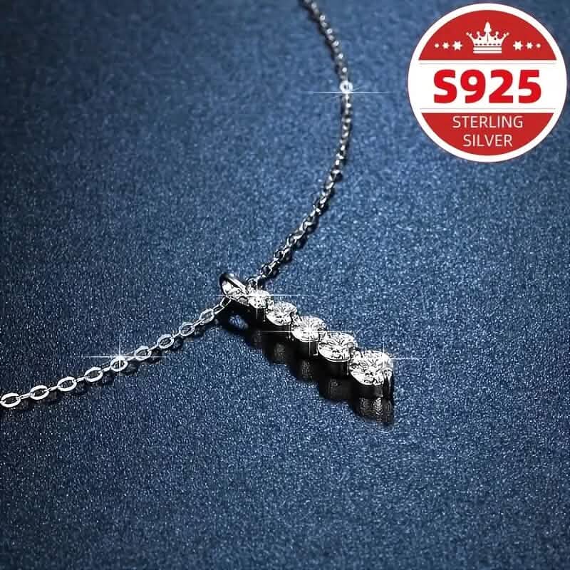925 Sterling Silver Synthetic Cubic Zirconia Droplet Pendant Necklace - A-1 Thread Vault