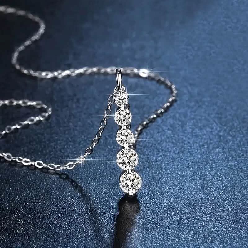 925 Sterling Silver Synthetic Cubic Zirconia Droplet Pendant Necklace - A-1 Thread Vault