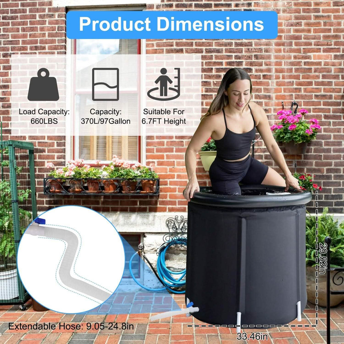 97 Gal Large Size Ice Bath Tub with Cover - A-1 Thread Vault