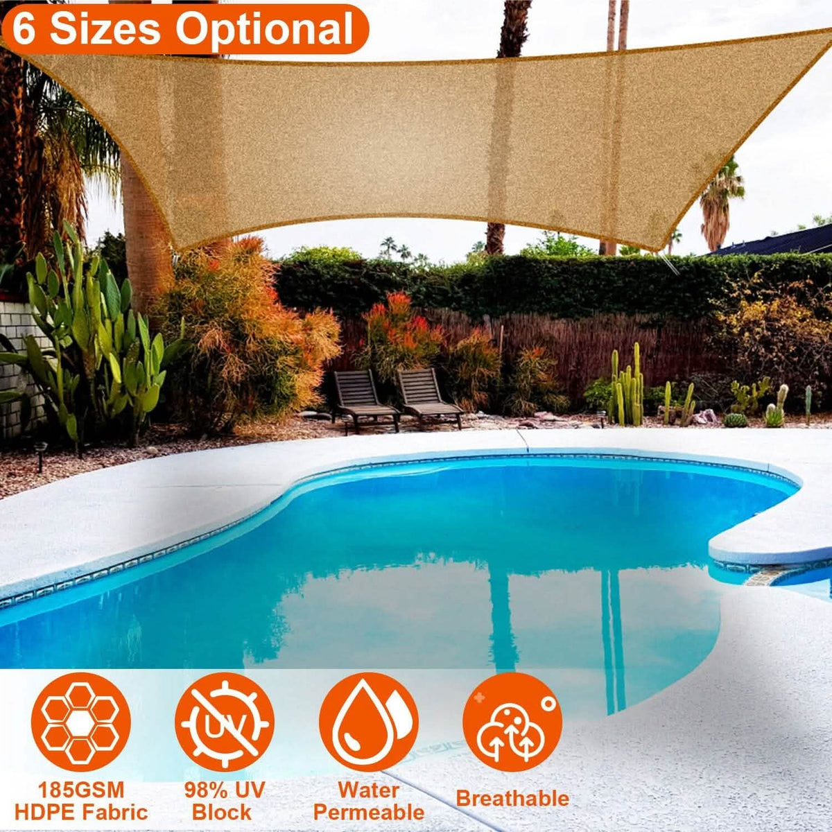 98% UV Block Awning Shelter Rectangle Shade Sails Top Canopy - A-1 Thread Vault
