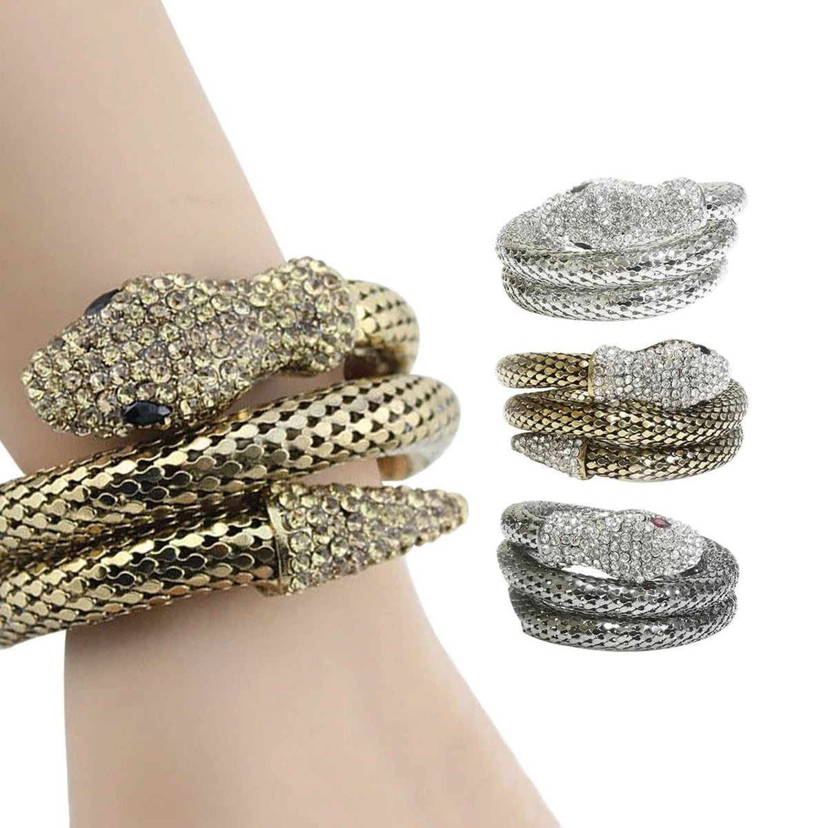 Exotic Designer Sultry Crystal Snake Bracelet - A-1 Thread Vault