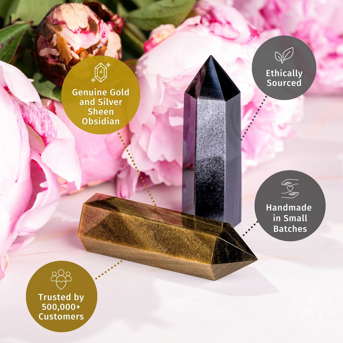 The Upper Hand – Gold & Silver Sheen Obsidian Points - A-1 Thread Vault