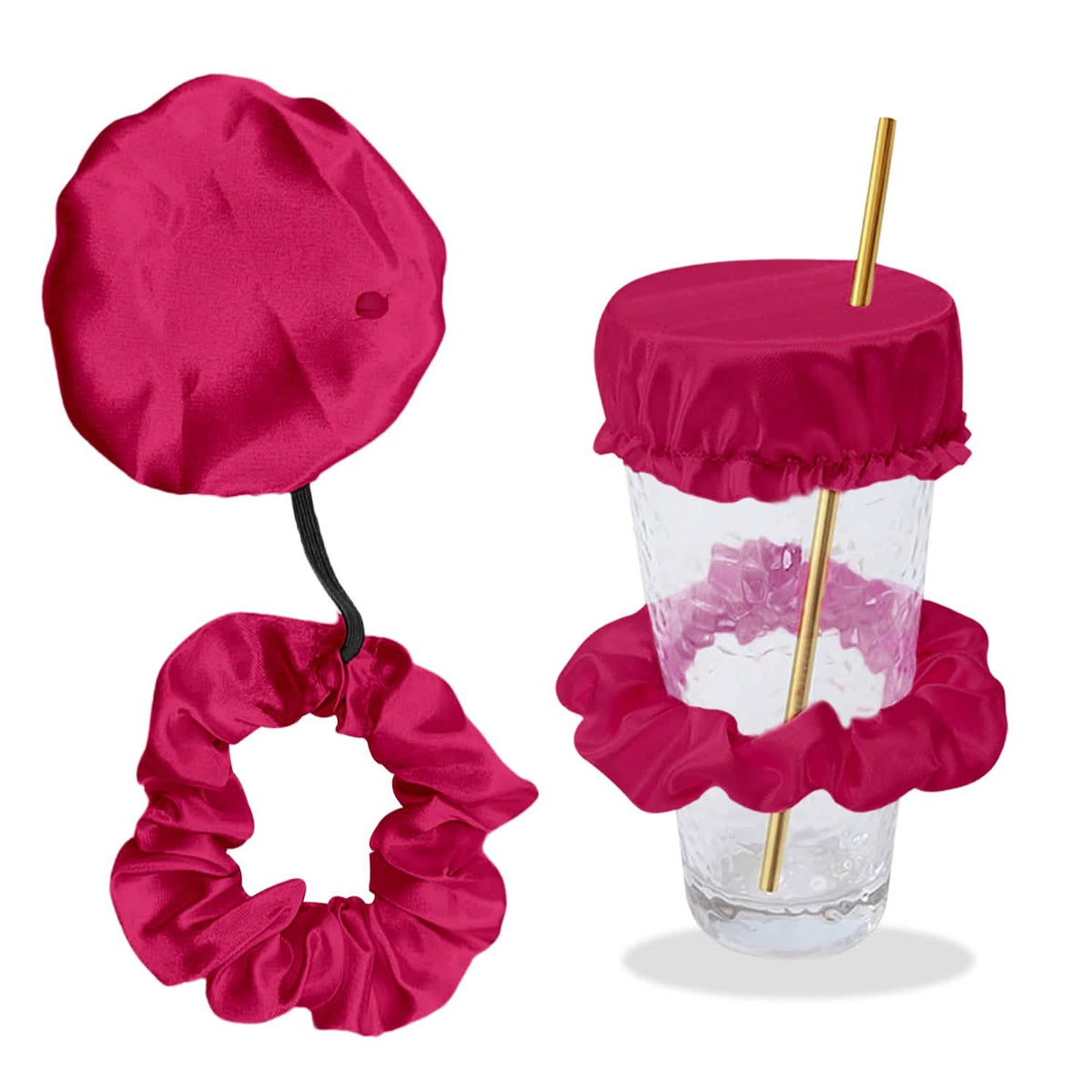 Reusable Anti-Spike Scrunchie Drink Mug Glass Cover Cap Headband with Straw Hole for Covering Drinks Party, Club, Disco - A-1 Thread Vault