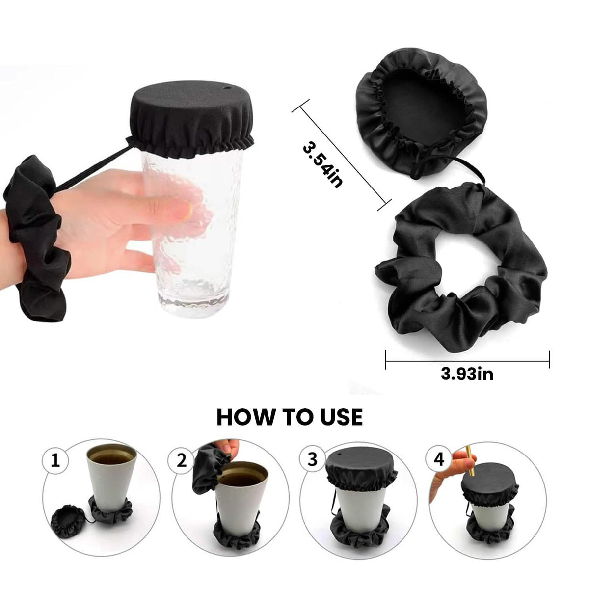 Reusable Anti-Spike Scrunchie Drink Mug Glass Cover Cap Headband with Straw Hole for Covering Drinks Party, Club, Disco - A-1 Thread Vault