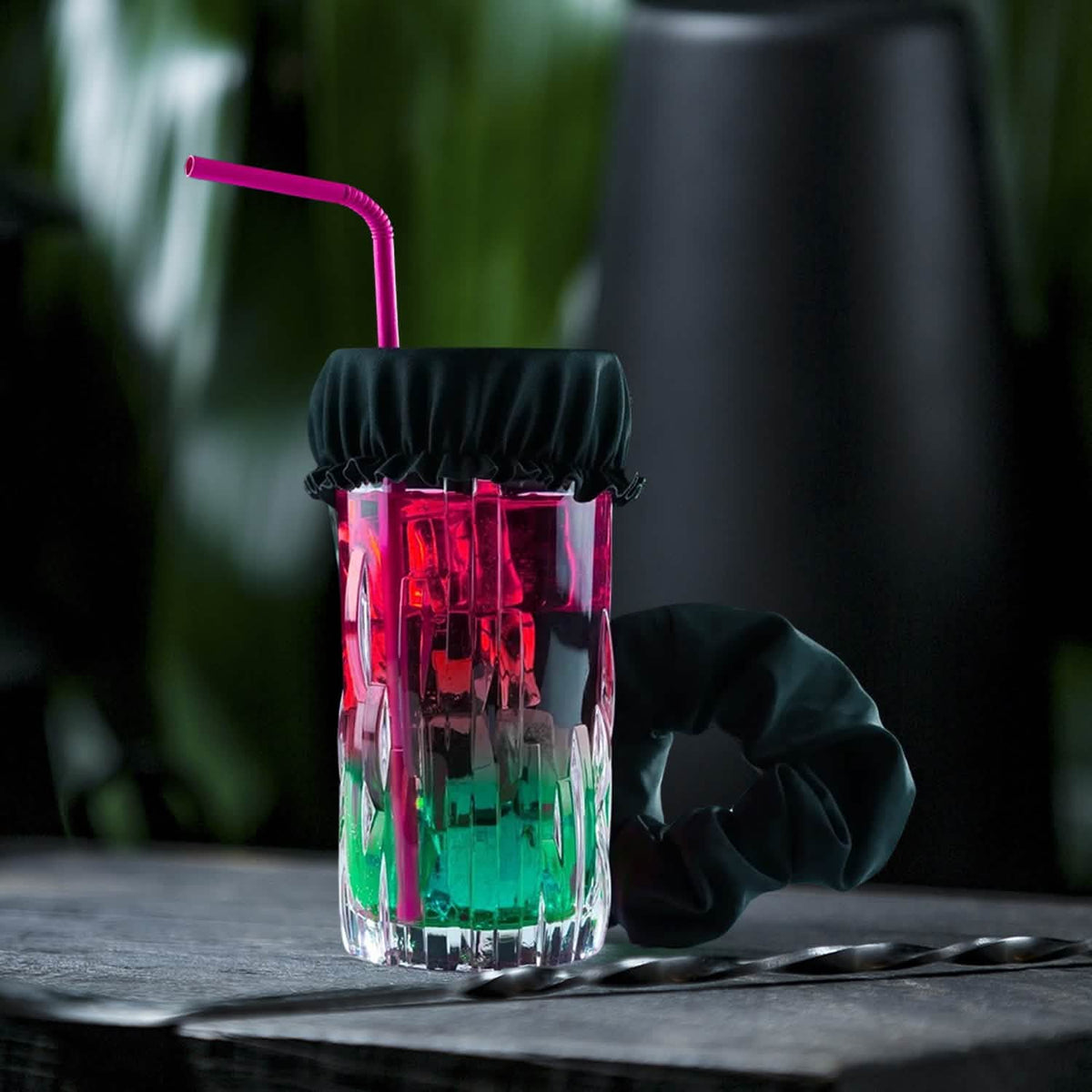 Reusable Anti-Spike Scrunchie Drink Mug Glass Cover Cap Headband with Straw Hole for Covering Drinks Party, Club, Disco - A-1 Thread Vault