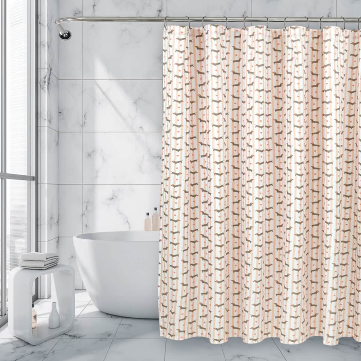 Royale Linens Double Brushed Microfber 1800 Thread Printed Shower Curtain - A-1 Thread Vault