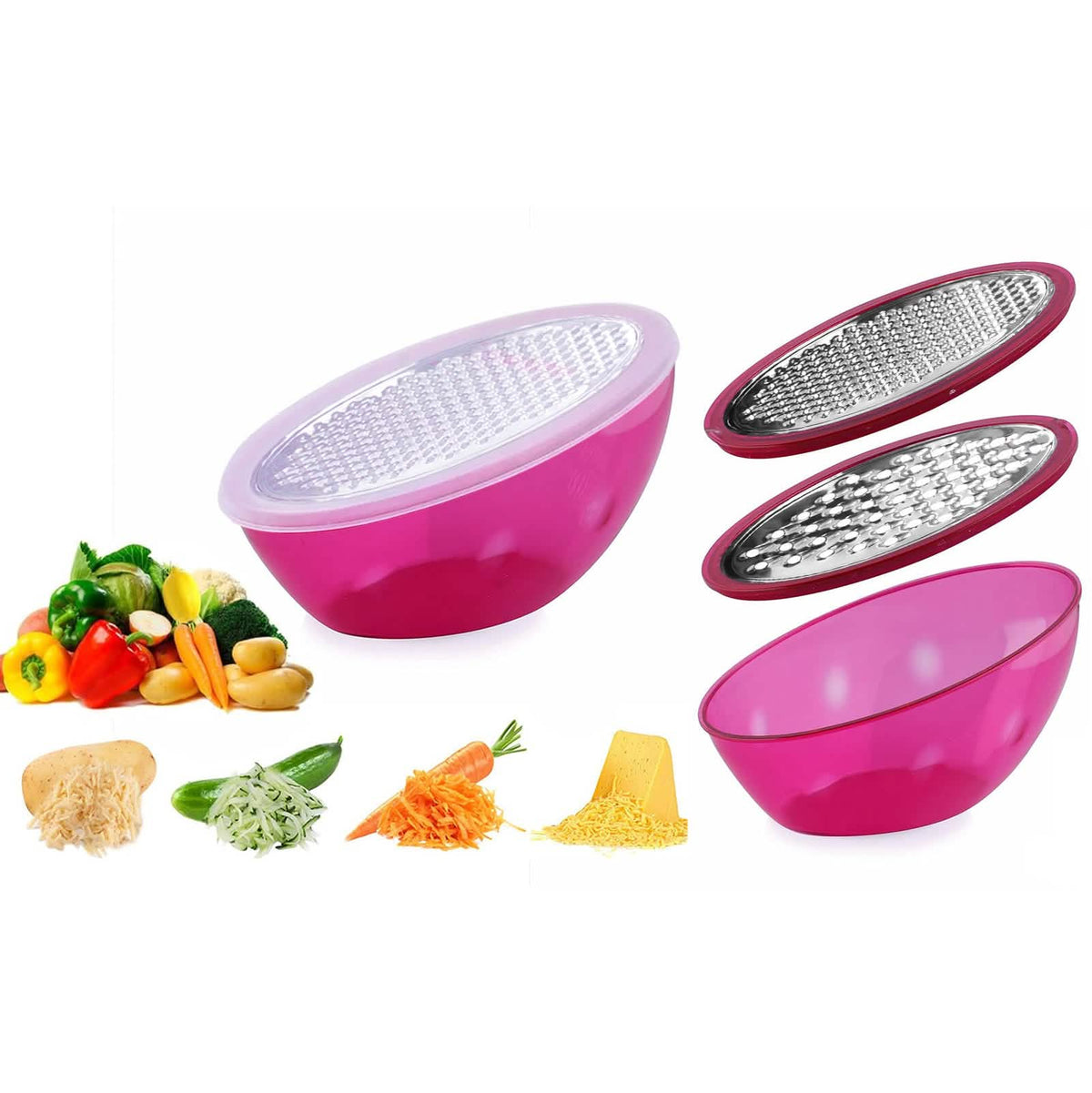 5-Piece: Cheese Grater Citrus Lemon Zester With Food Storage Container & Lid - A-1 Thread Vault