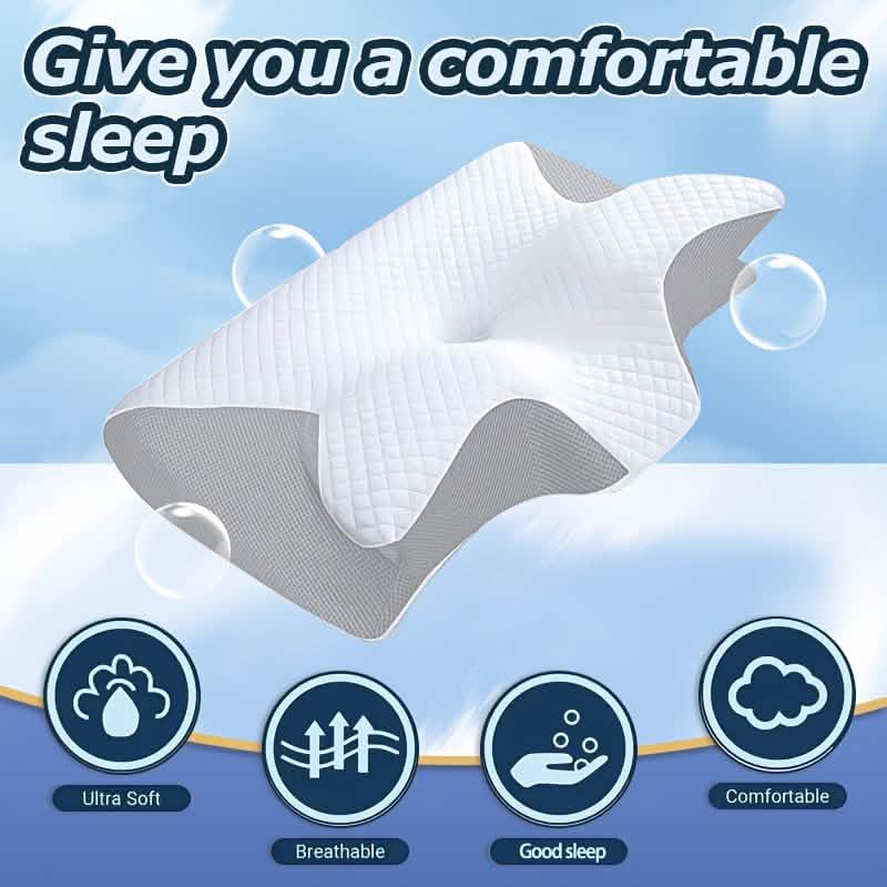 Ergonomic Memory Foam Neck Pillow – Slow Rebound, Back & Side Sleeper - A-1 Thread Vault