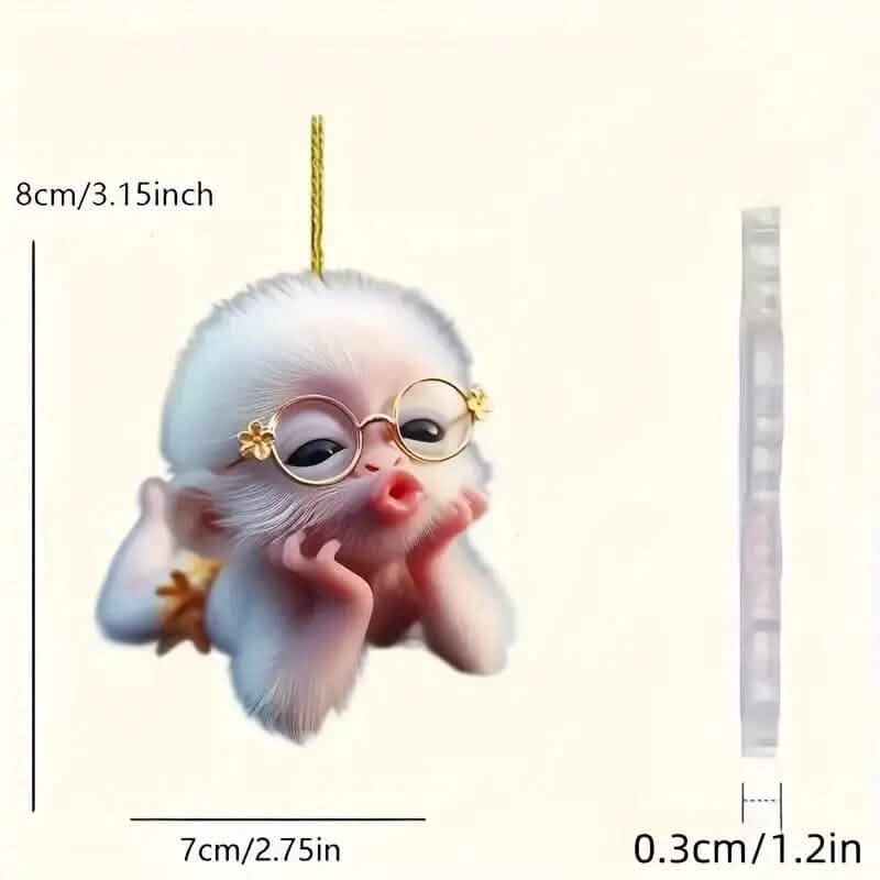 Adorable Monkey Acrylic Car Charm and Christmas Tree Ornament - A-1 Thread Vault