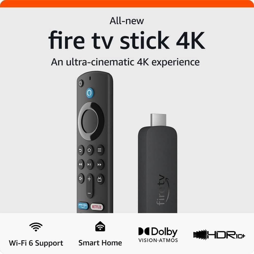 All-new Amazon Fire TV Stick 4K Streaming Device Support for Wi-Fi 6, Dolby Vision/Atmos, Free & Live TV (Refurbished) - A-1 Thread Vault