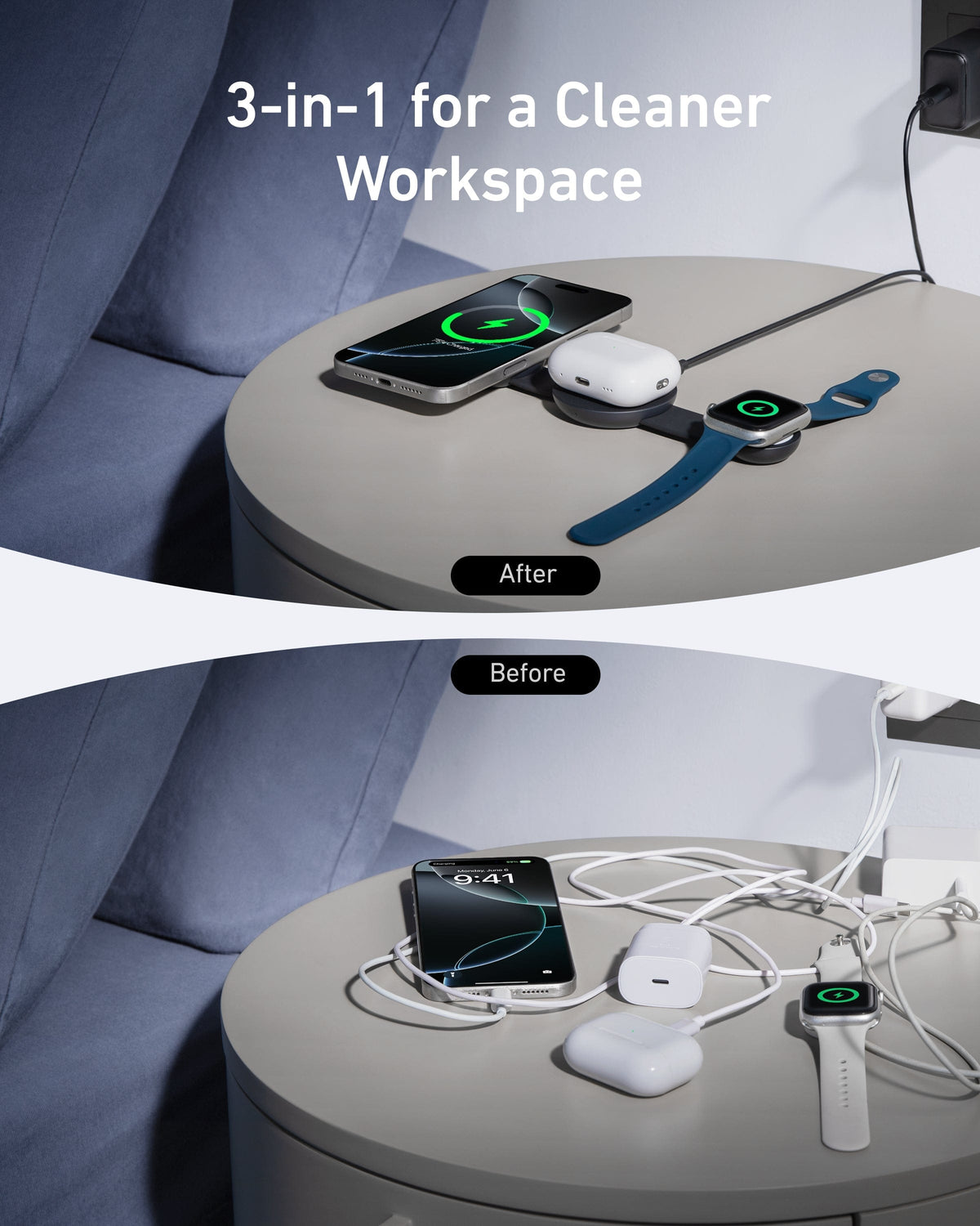 Anker MagGo Wireless Charging Station (3-in-1, Foldable Pad) - A-1 Thread Vault
