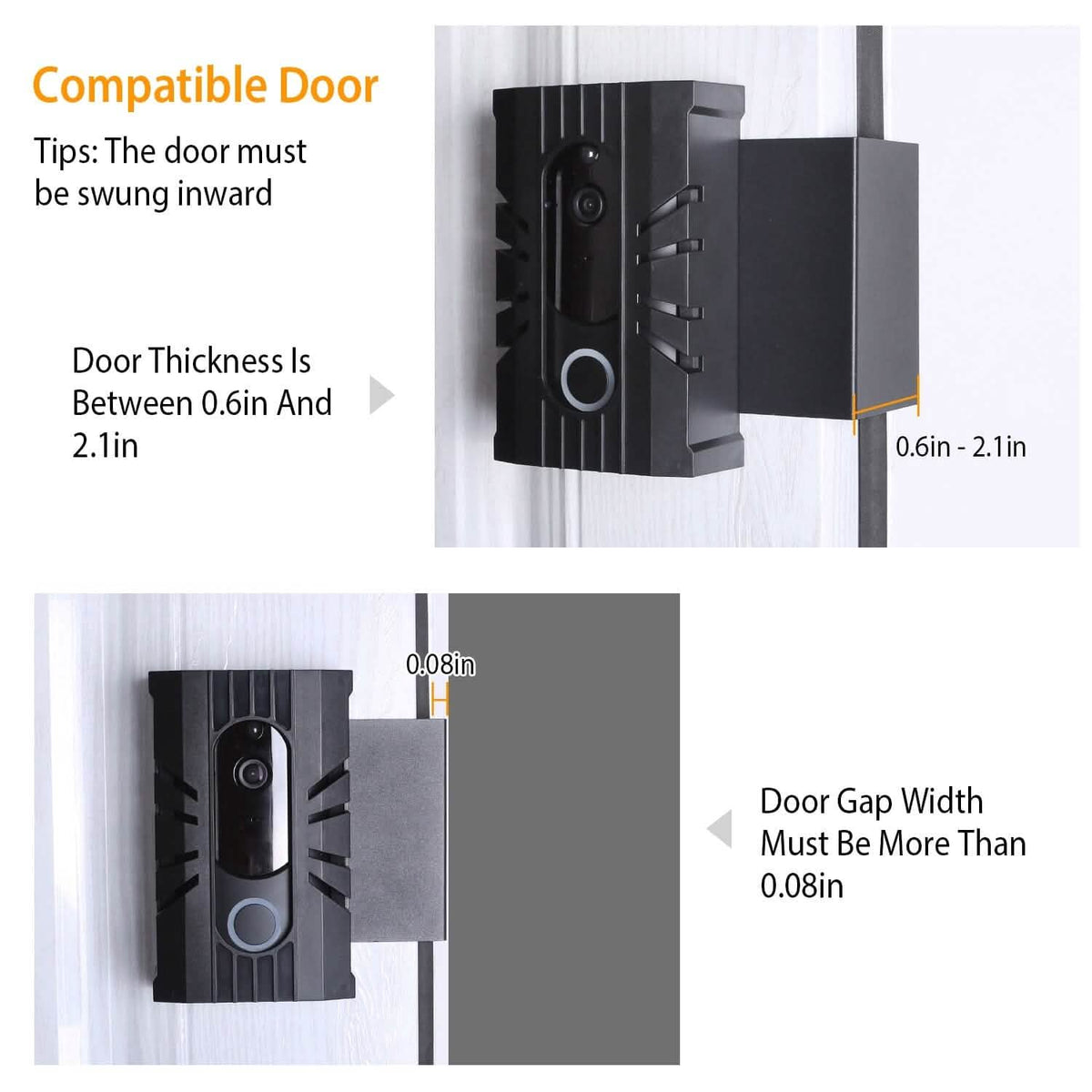 Anti Theft Video Doorbell Door Mount Fit for Most Doorbell Camera Accessories - A-1 Thread Vault