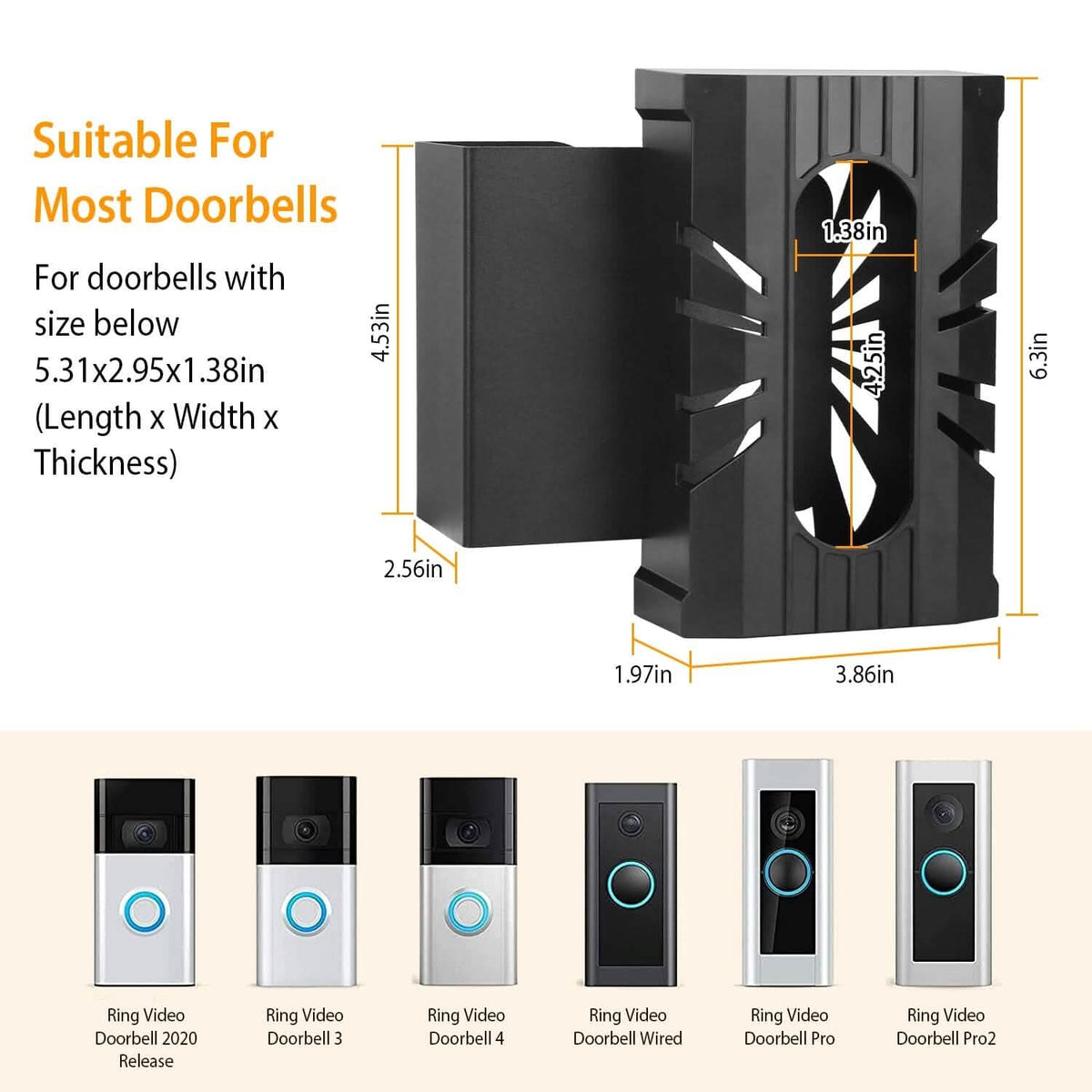 Anti Theft Video Doorbell Door Mount Fit for Most Doorbell Camera Accessories - A-1 Thread Vault