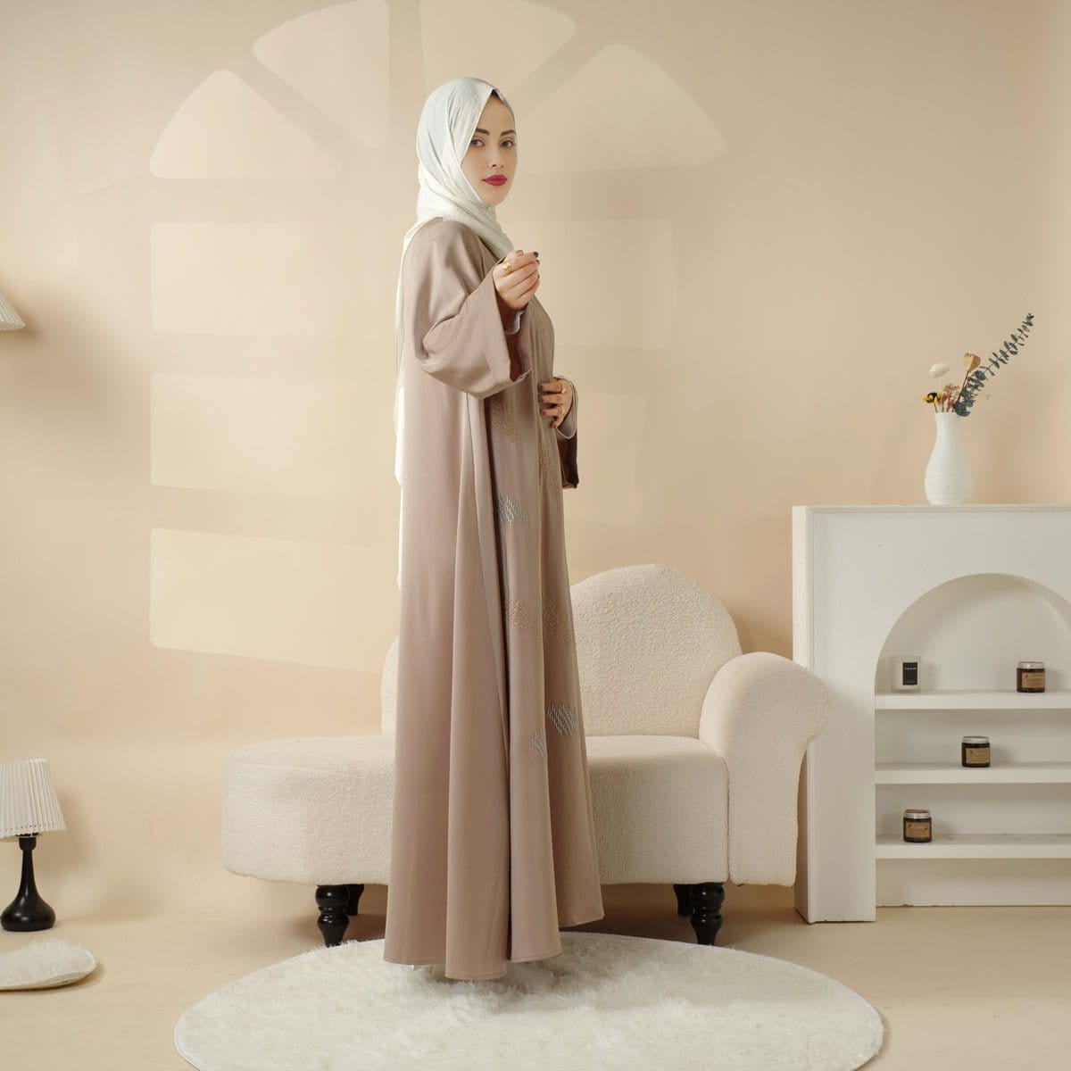 Archive Piece 3D Embroidery Abaya With Geometric Beads - MP004 (Size M Only) - A-1 Thread Vault