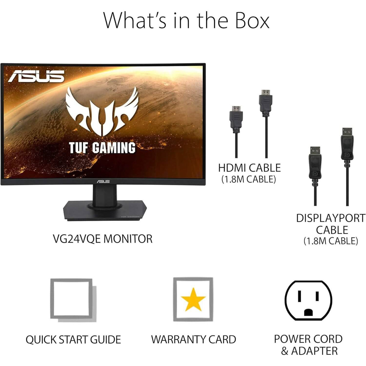 ASUS TUF Gaming 23.6" 1080P Curved Monitor (VG24VQE) (Refurbished) - A-1 Thread Vault