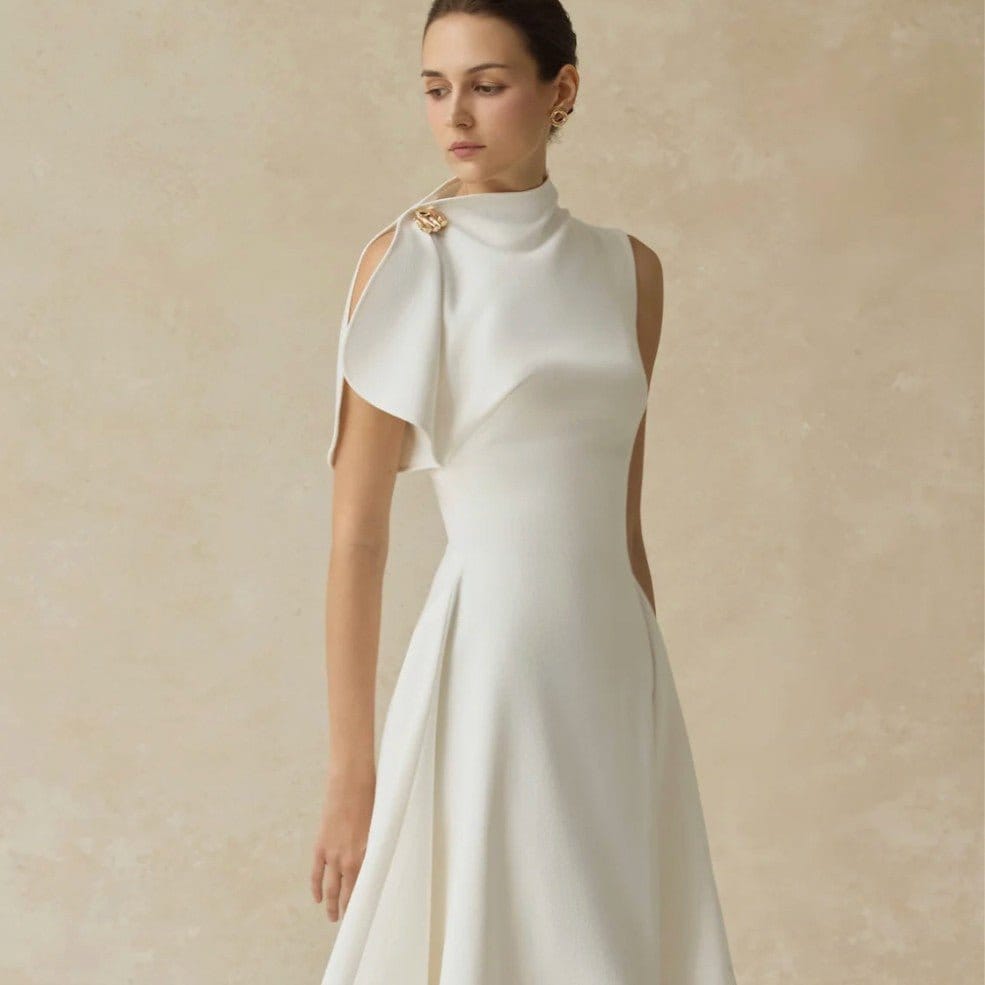 Asymmetric Draped Shoulder Hi-Lo Formal Dress(MS416) - A-1 Thread Vault
