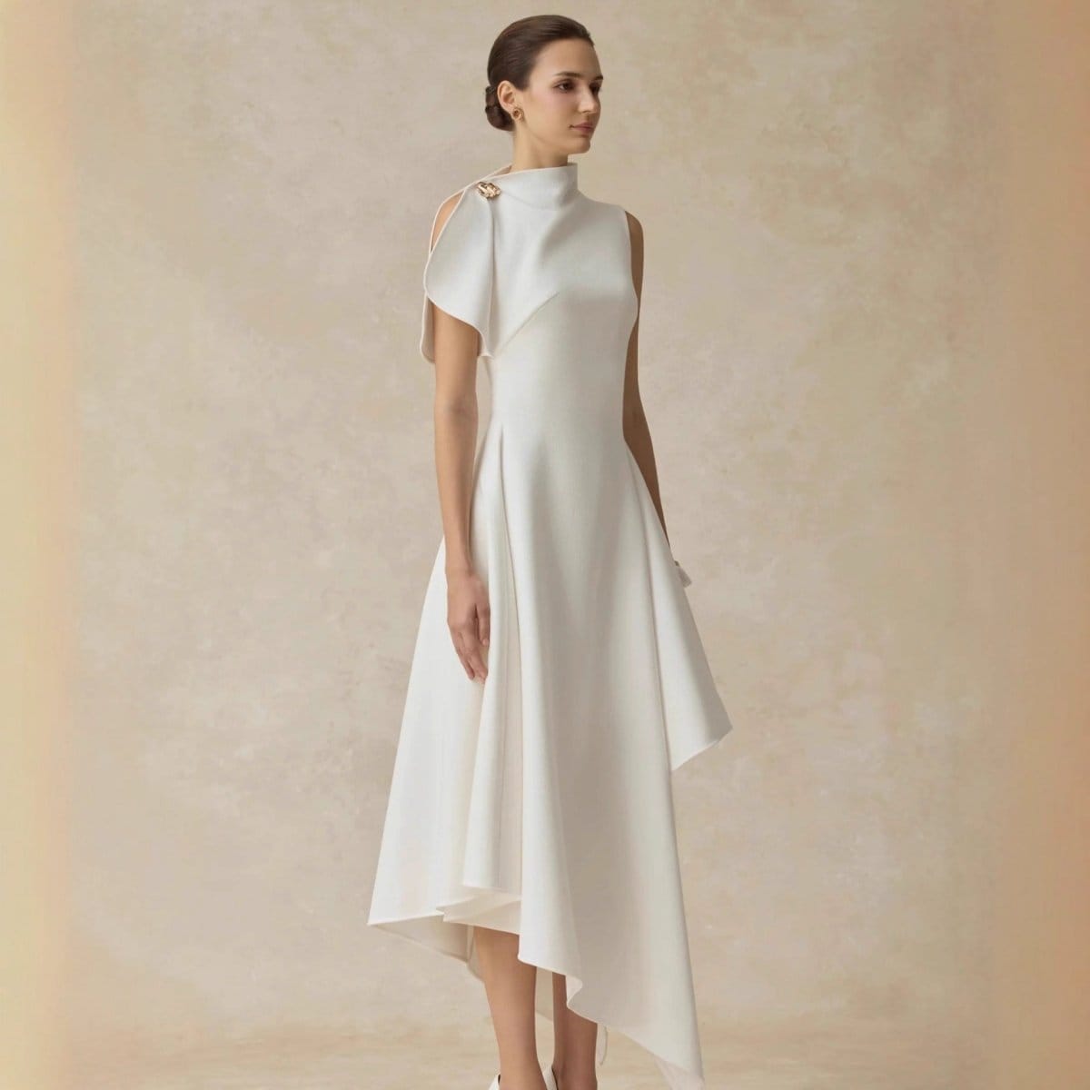Asymmetric Draped Shoulder Hi-Lo Formal Dress(MS416) - A-1 Thread Vault