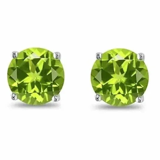 August Birthstone Peridot 925 Sterling Silver Round Cz Stud Earring - A-1 Thread Vault