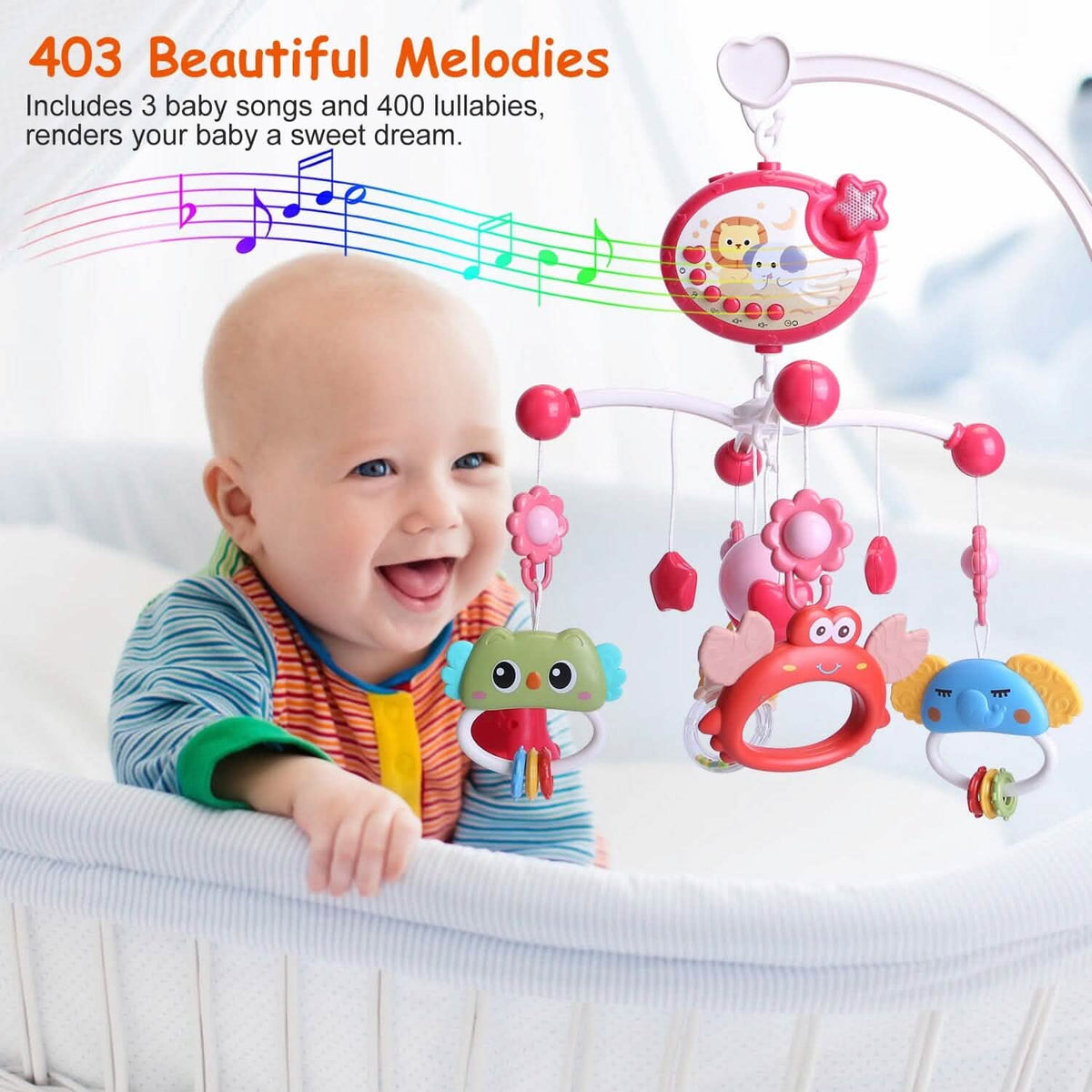Baby Musical Crib Bed Bell Rotating Mobile Star Projection - A-1 Thread Vault