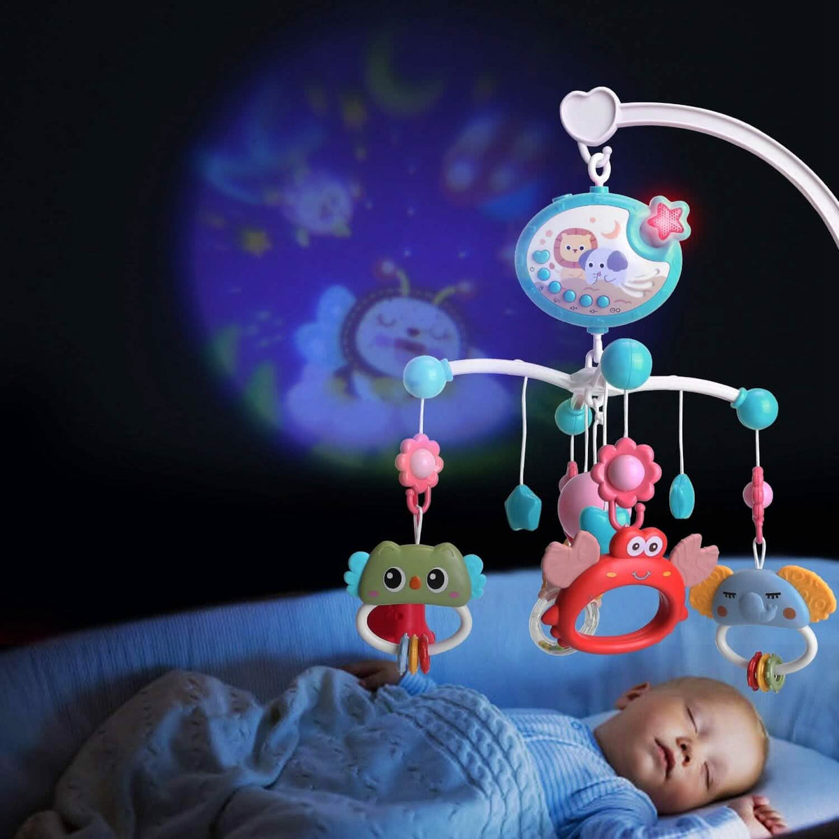 Baby Musical Crib Bed Bell Rotating Mobile Star Projection - A-1 Thread Vault