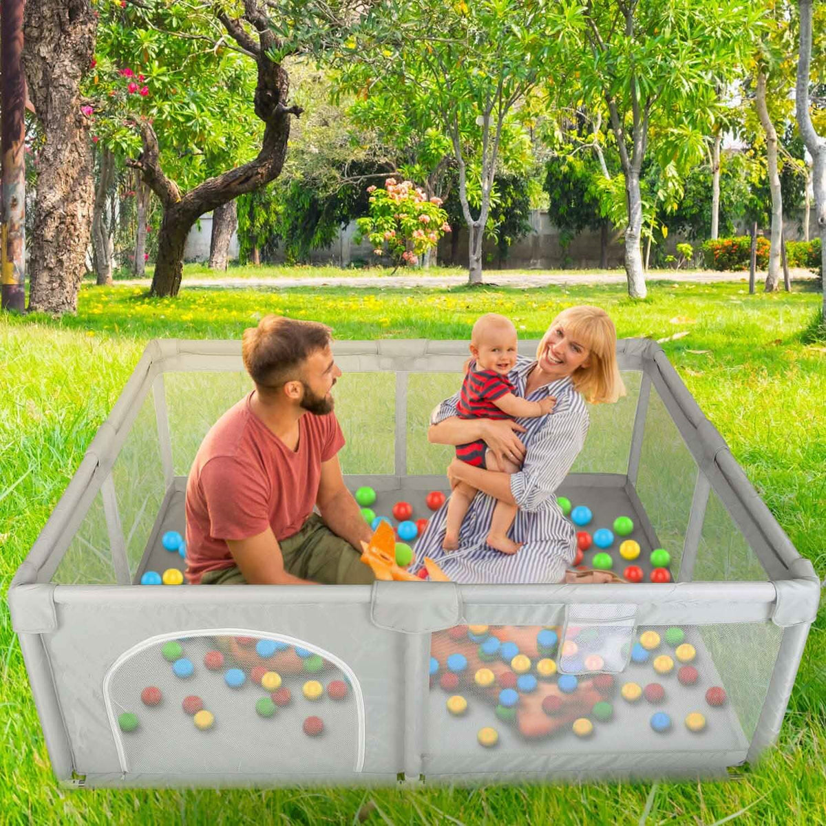 Baby Playpen with Anti-Suction Base Zipper Door - A-1 Thread Vault