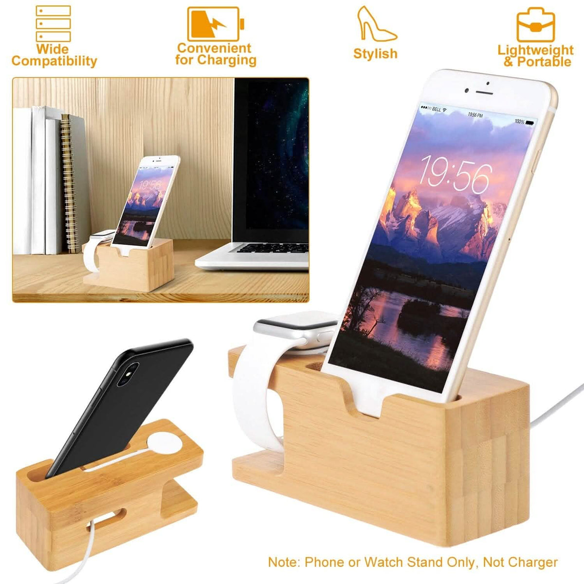 Bamboo Wood Charging Stand for Apple Watch - A-1 Thread Vault