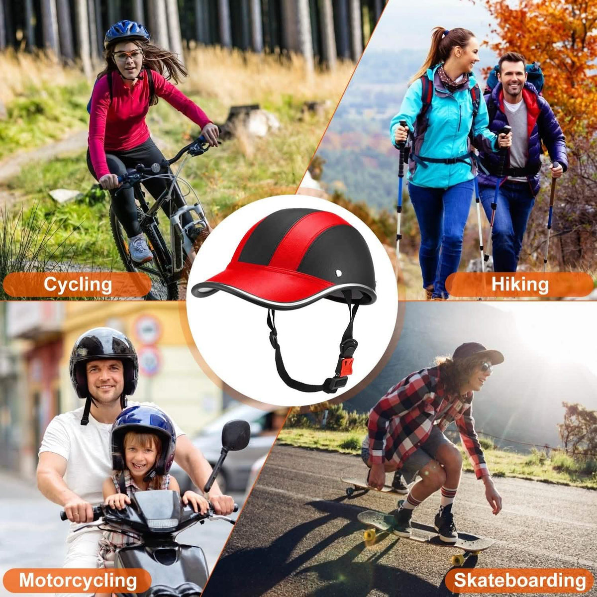 Baseball Cap Anti-UV Cycling Motorcycle Hat Leather Helmet - A-1 Thread Vault