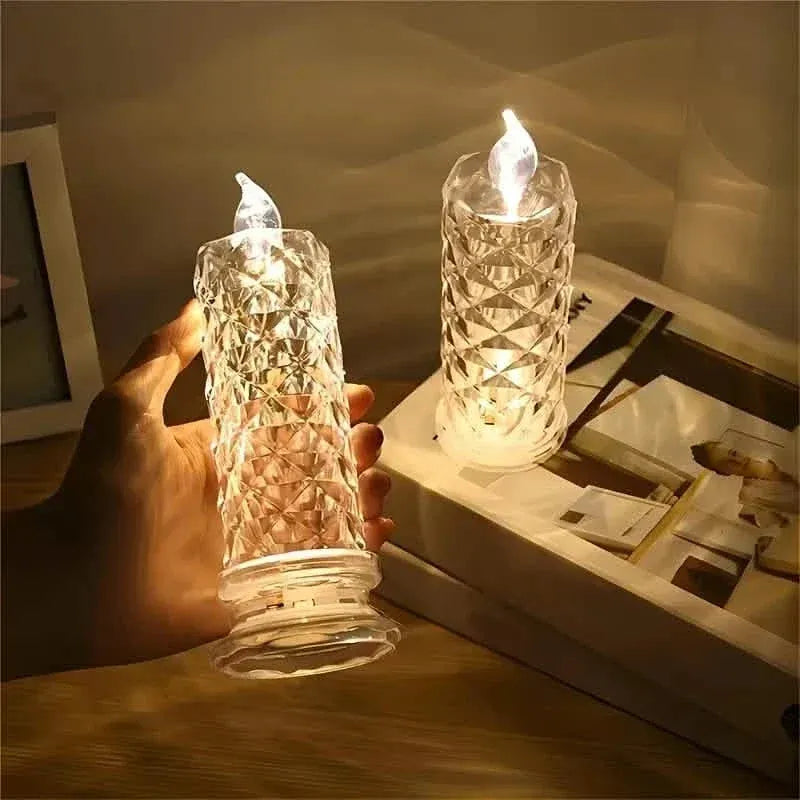 Battery-Powered LED Candle Lamp With Rose Pattern Refraction Halo Projection - A-1 Thread Vault