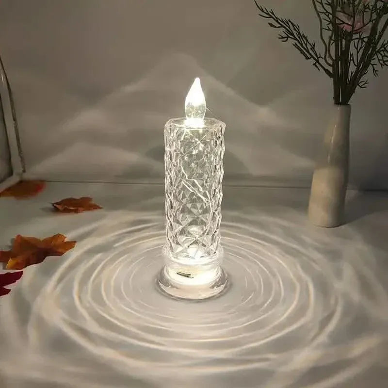 Battery-Powered LED Candle Lamp With Rose Pattern Refraction Halo Projection - A-1 Thread Vault