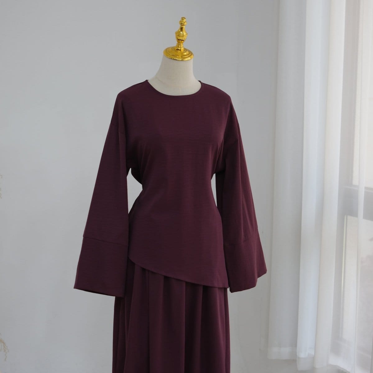 Bell Sleeve Back-Tie Top & A-Line Maxi Skirt Set(MS469) - A-1 Thread Vault